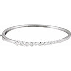 1 Ctw Natural Diamond Journey Hinged Bangle 6 1/2 Bracelet - 14K White Gold Bracelet