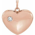 14K Rose 1/6 CT Natural Diamond Heart Pendant