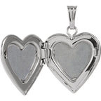 14K White .010 CT Natural Diamond Heart Locket
