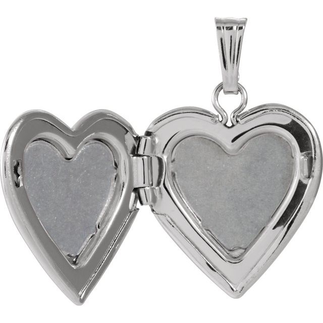14K White .010 CT Natural Diamond Heart Locket