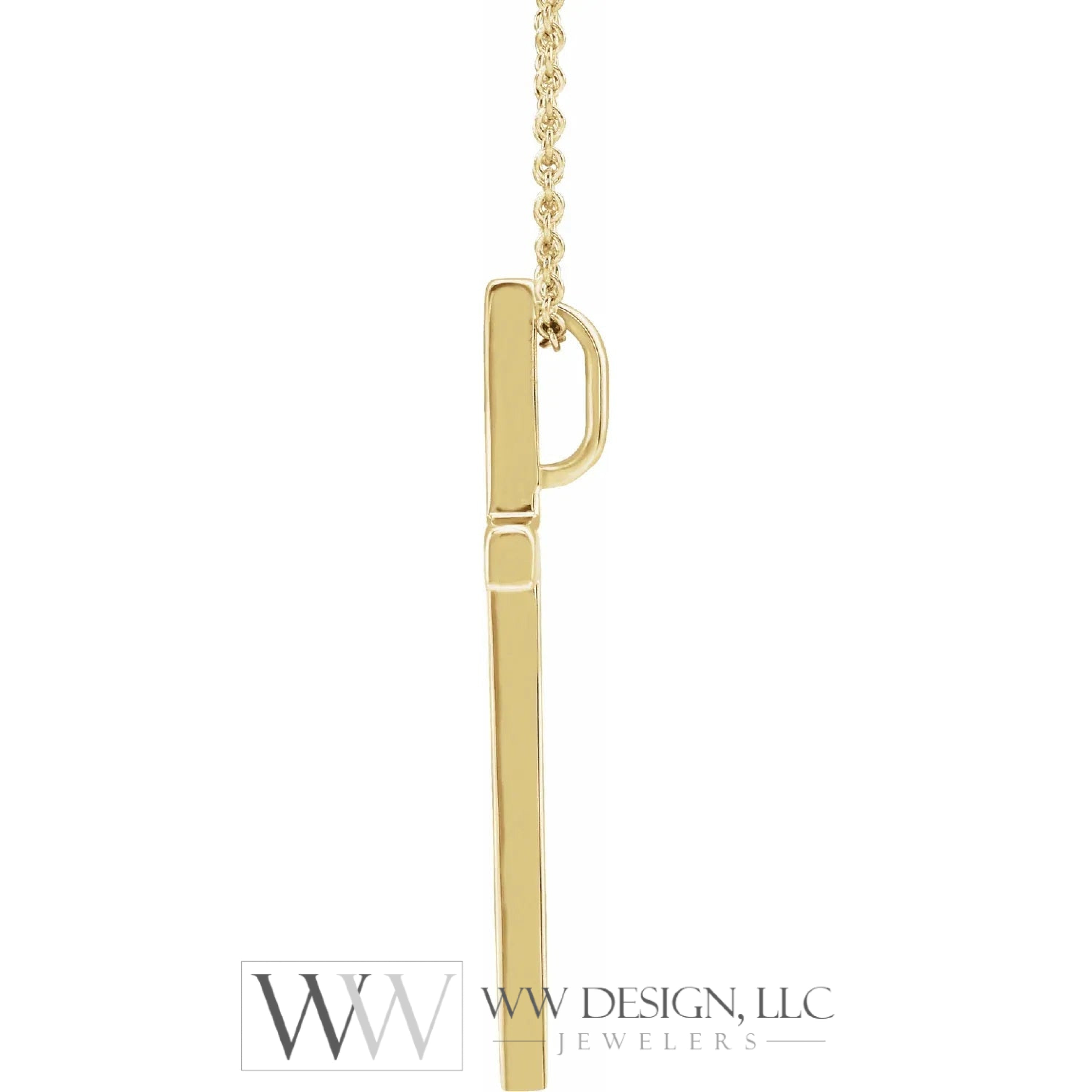 14k Gold Cross Necklace - 29.5mm x 18.2mm - 14k Gold (Y, W or R) - Men's, Woman's, Unisex - WWDesignJewelers.com