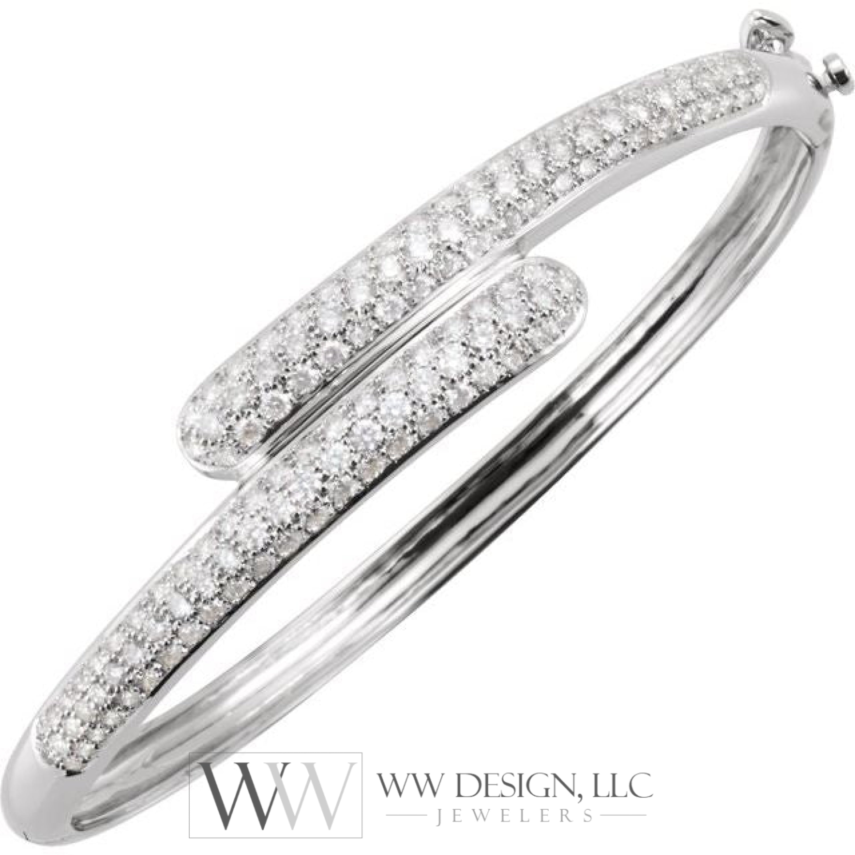 14K White 3 CTW Diamond Bangle Bracelet wwdesignjewelers.com