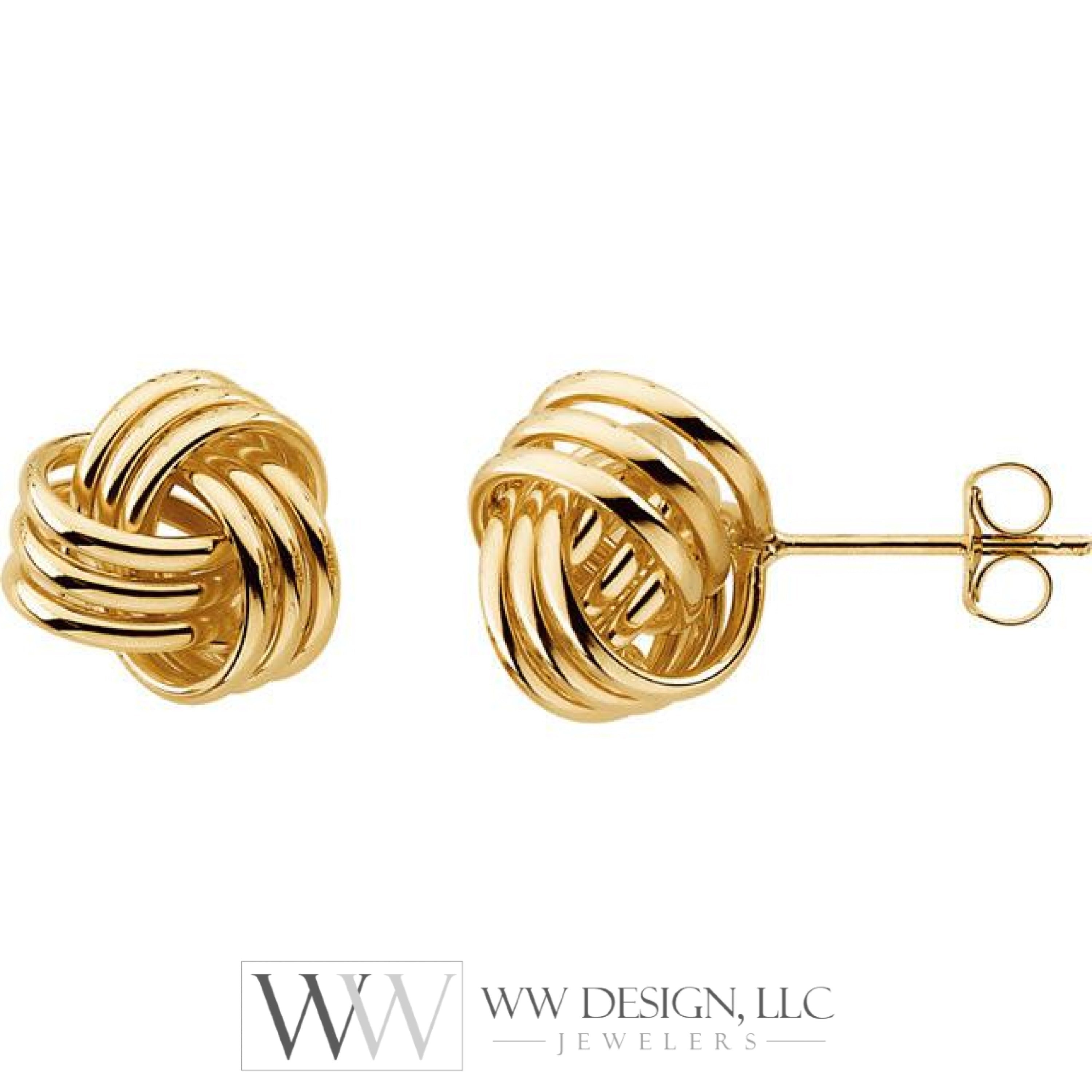 14K Yellow 10.5mm Knot Earrings