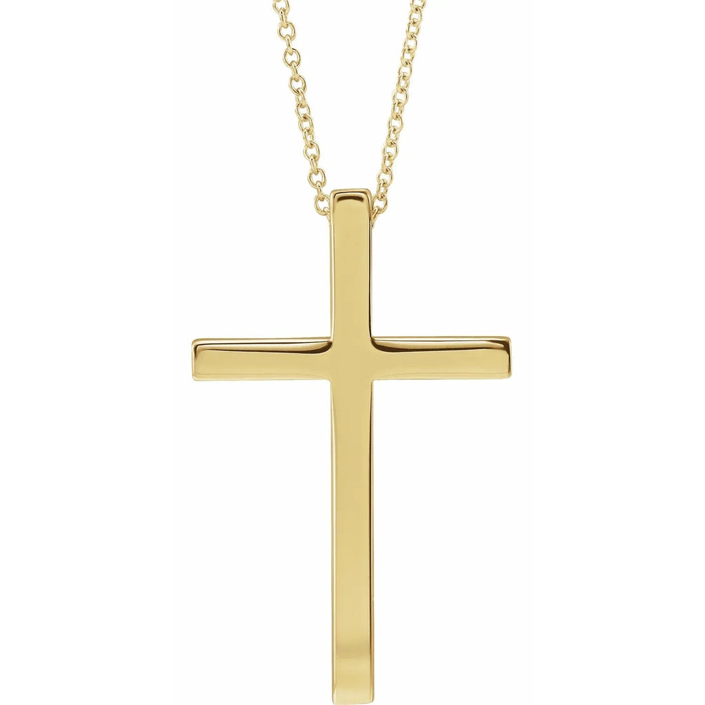 14k Gold Cross Necklace - 29.5mm x 18.2mm - 14k Gold (Y, W or R) - Men's, Woman's, Unisex - WWDesignJewelers.com