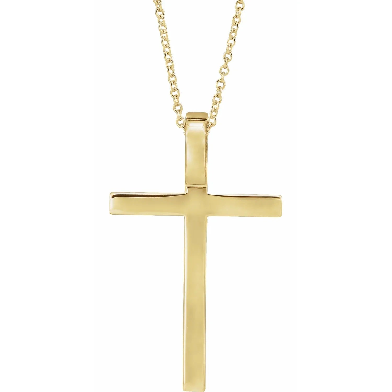 14k Gold Cross Necklace - 29.5mm x 18.2mm - 14k Gold (Y, W or R) - Men's, Woman's, Unisex - WWDesignJewelers.com