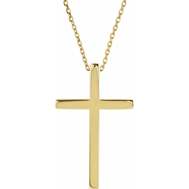14k Gold Cross Necklace - 29.5mm x 18.2mm - 14k Gold (Y, W or R) - Men's, Woman's, Unisex - WWDesignJewelers.com