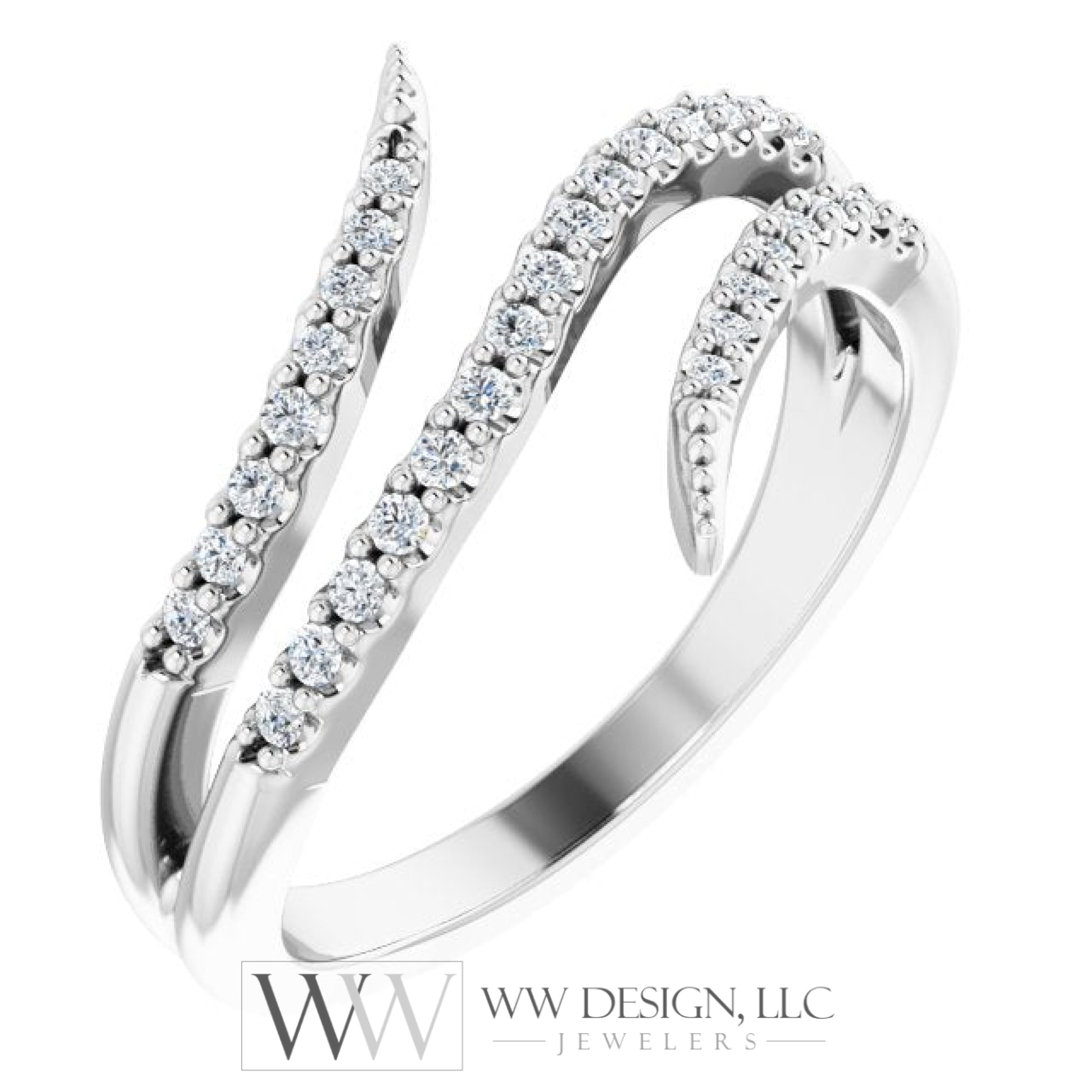 1/5 Ctw Double Bypass Diamond Ring - 14K Gold (Y W Or R) Platinum Rings