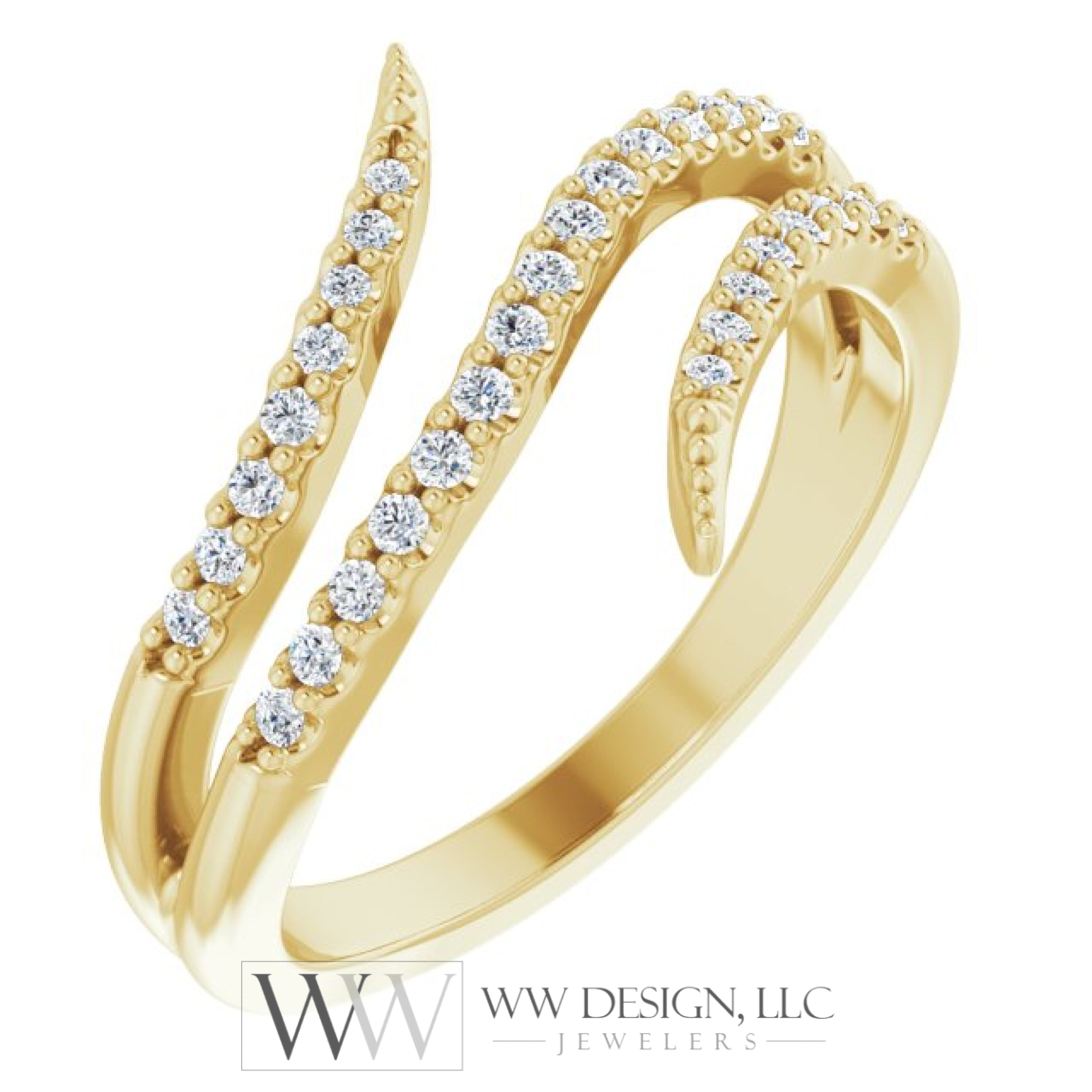 1/5 Ctw Double Bypass Diamond Ring - 14K Gold (Y W Or R) Platinum Rings