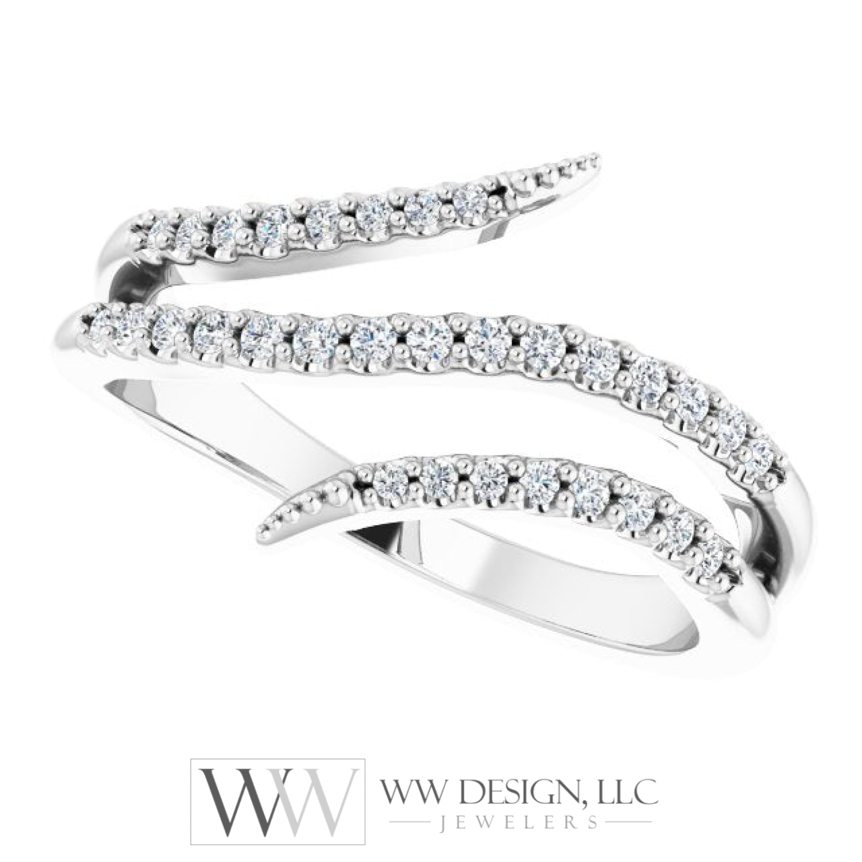 1/5 Ctw Double Bypass Diamond Ring - 14K Gold (Y W Or R) Platinum Rings