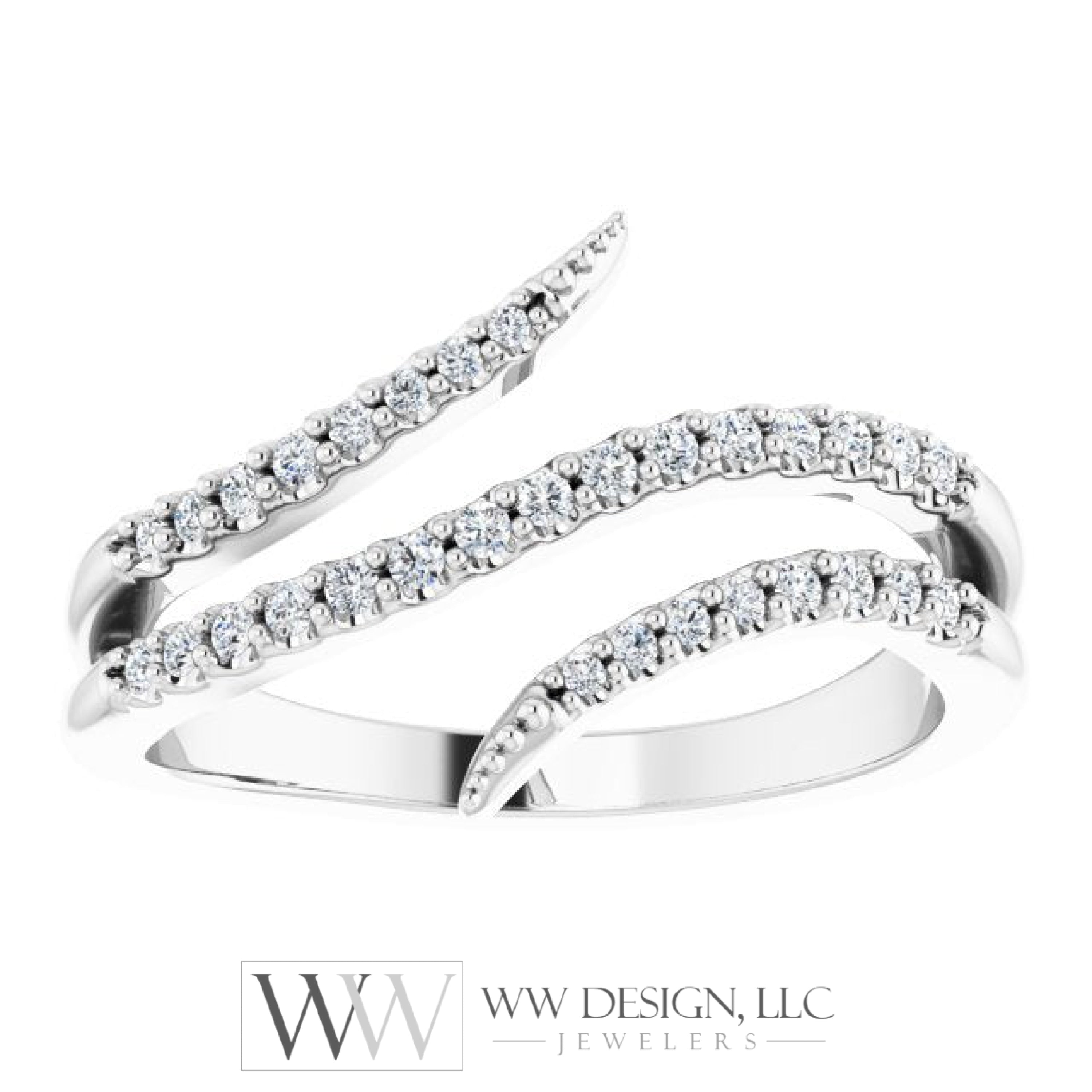1/5 Ctw Double Bypass Diamond Ring - 14K Gold (Y W Or R) Platinum Rings