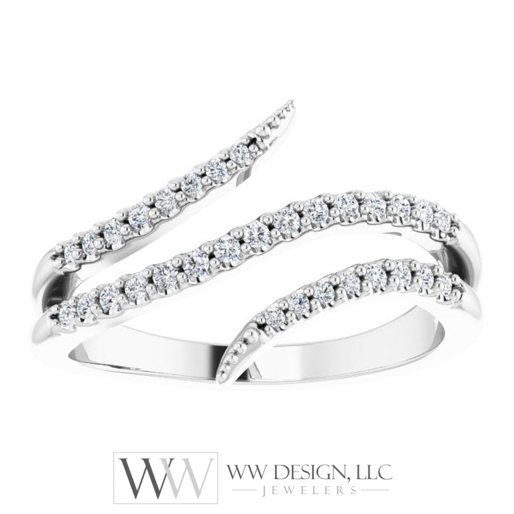 1/5 Ctw Double Bypass Diamond Ring - 14K Gold (Y W Or R) Platinum Rings