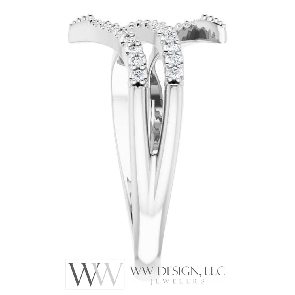 1/5 Ctw Double Bypass Diamond Ring - 14K Gold (Y W Or R) Platinum Rings
