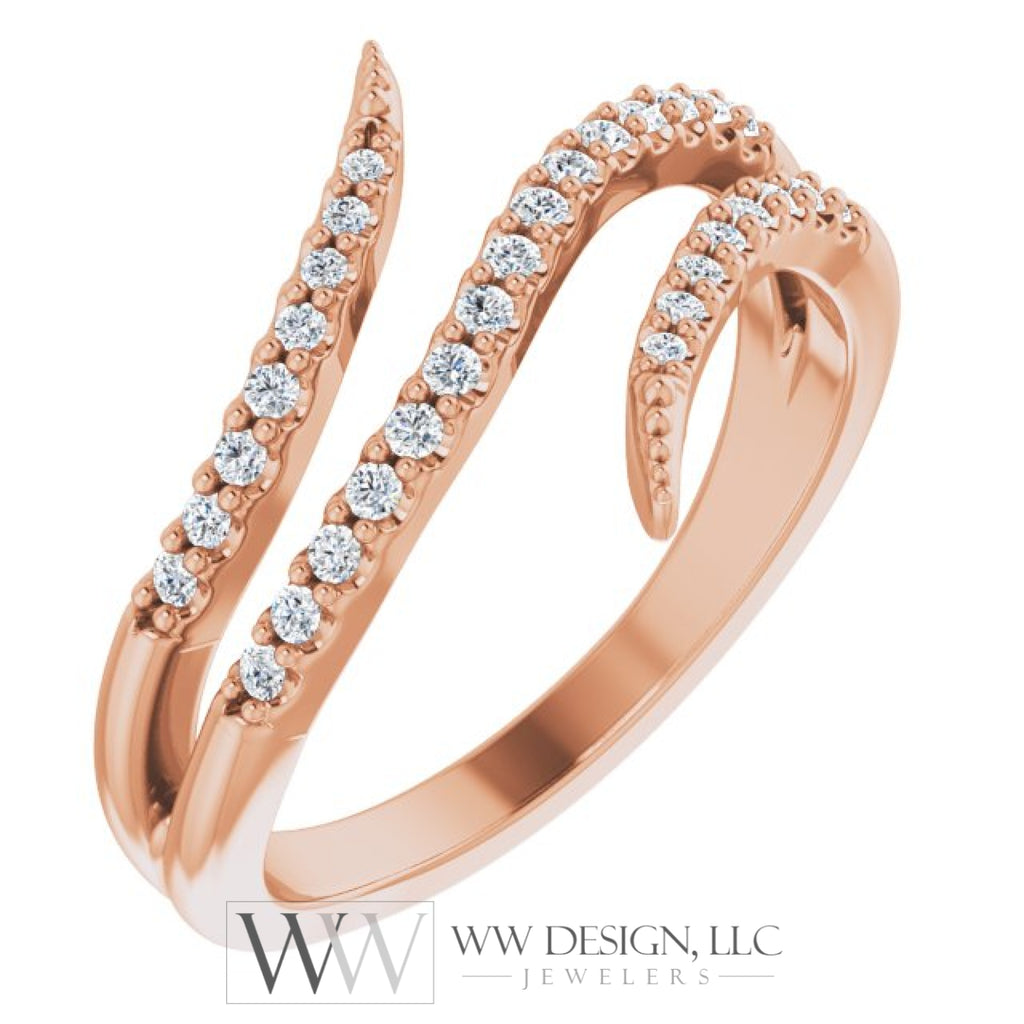 1/5 Ctw Double Bypass Diamond Ring - 14K Gold (Y W Or R) Platinum Rings
