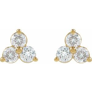 14K Yellow 1/5 CTW Natural Diamond Three-Stone Cluster Earring