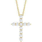 14K Yellow 3/8 CTW Natural Diamond Cross 16-18" Necklace