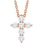 14K Rose 1/4 CTW Natural Diamond Cross 16-18" Necklace