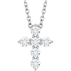 14K White 1/4 CTW Lab-Grown Diamond Cross 16-18" Necklace