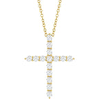 14K Yellow 1/2 CTW Lab-Grown Diamond Cross 16-18" Necklace