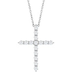 14K White 1/2 CTW Lab-Grown Diamond Cross 16-18" Necklace