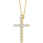 14K Yellow 1/2 CTW Lab-Grown Diamond Cross 16-18" Necklace