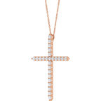 14K Rose 1 CTW Lab-Grown Diamond Cross 16-18" Necklace