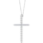 14K White 1 CTW Natural Diamond Cross 16-18" Necklace