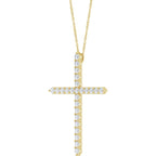14K Yellow 1 CTW Natural Diamond Cross 16-18" Necklace