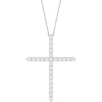 14K White 1 CTW Natural Diamond Cross 16-18" Necklace
