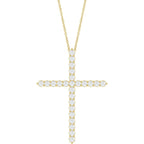 14K Yellow 1 CTW Lab-Grown Diamond Cross 16-18" Necklace