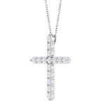 Sterling Silver 3/4 CTW Natural Diamond Cross 16-18" Necklace