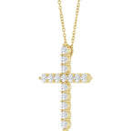 14K Yellow 3/4 CTW Natural Diamond Cross 16-18" Necklace
