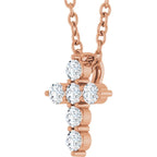 14K Rose 1/6 CTW Natural Diamond Cross 16-18" Necklace