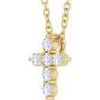14K Yellow 1/6 CTW Lab-Grown Diamond Cross 16-18" Necklace