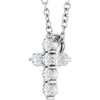 14K White 1/6 CTW Natural Diamond Cross 16-18" Necklace