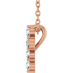 14K Rose 1/6 CTW Lab-Grown Diamond Cross 16-18" Necklace