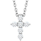 14K White 1/6 CTW Lab-Grown Diamond Cross 16-18" Necklace
