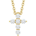 14K Yellow 1/6 CTW Lab-Grown Diamond Cross 16-18" Necklace