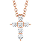 14K Rose 1/6 CTW Natural Diamond Cross 16-18" Necklace