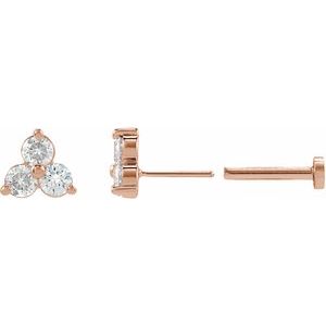 14K Yellow 1/5 CTW Natural Diamond Three-Stone Cluster Earring