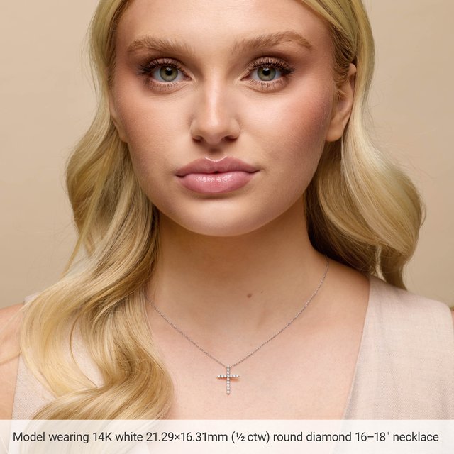 14K Yellow Natural Multi-Gemstone & .03 CT Natural Diamond Cross 16-18" Necklace