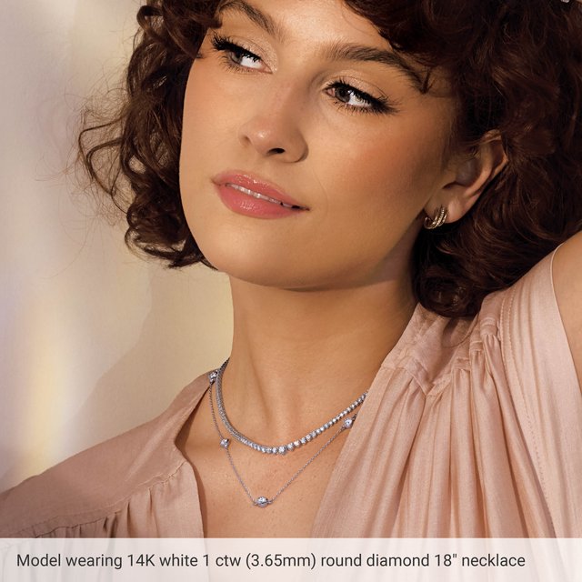 14K Yellow 1 CTW Natural Diamond 5-Station 18" Necklace