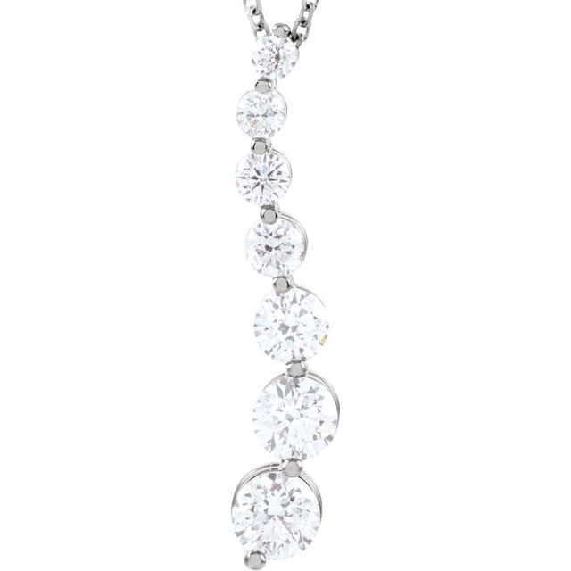 1 Ctw Journey Graduated Drop Diamond Necklace - 14K Gold (Y Or W) 14K White Earrings