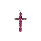 Natural Ruby Cross Pendant - 14K Gold (Y Or W) Necklace