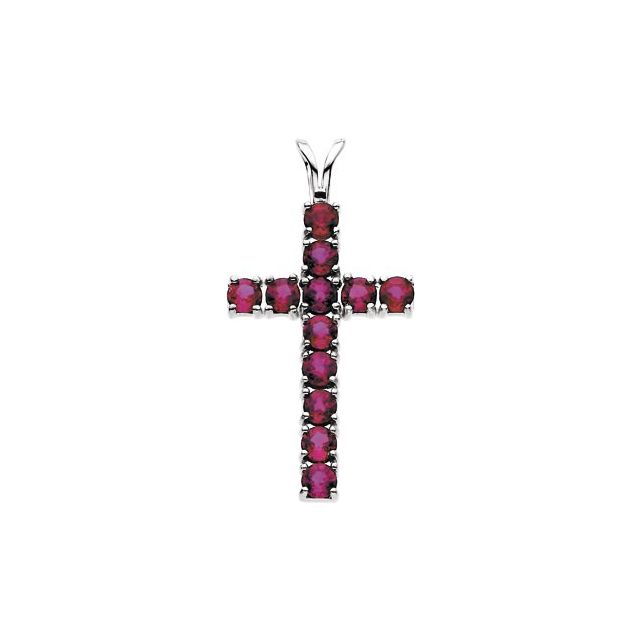 Natural Ruby Cross Pendant - 14K Gold (Y Or W) Necklace