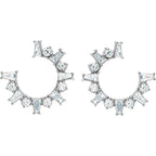 1 CTW Natural Diamond Front-Facing Celestial Starburst Hoop Earrings - 14k Gold (Y, W or R), Sterling Silver or Platinum