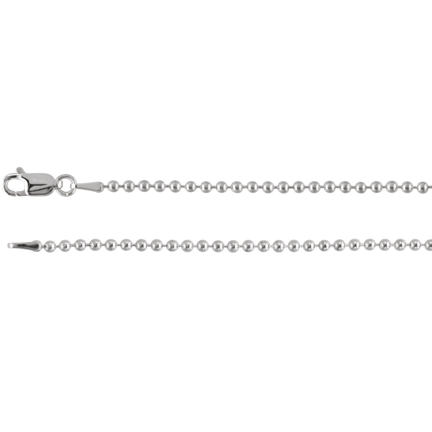 2mm Hollow Bead 7" Chain Bracelet - Sterling Silver