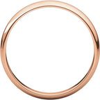3mm Half Round Light Wedding Band Stackable Ring - 14k Gold (Y, W, or R), Palladium, Platinum, Sterling Silver