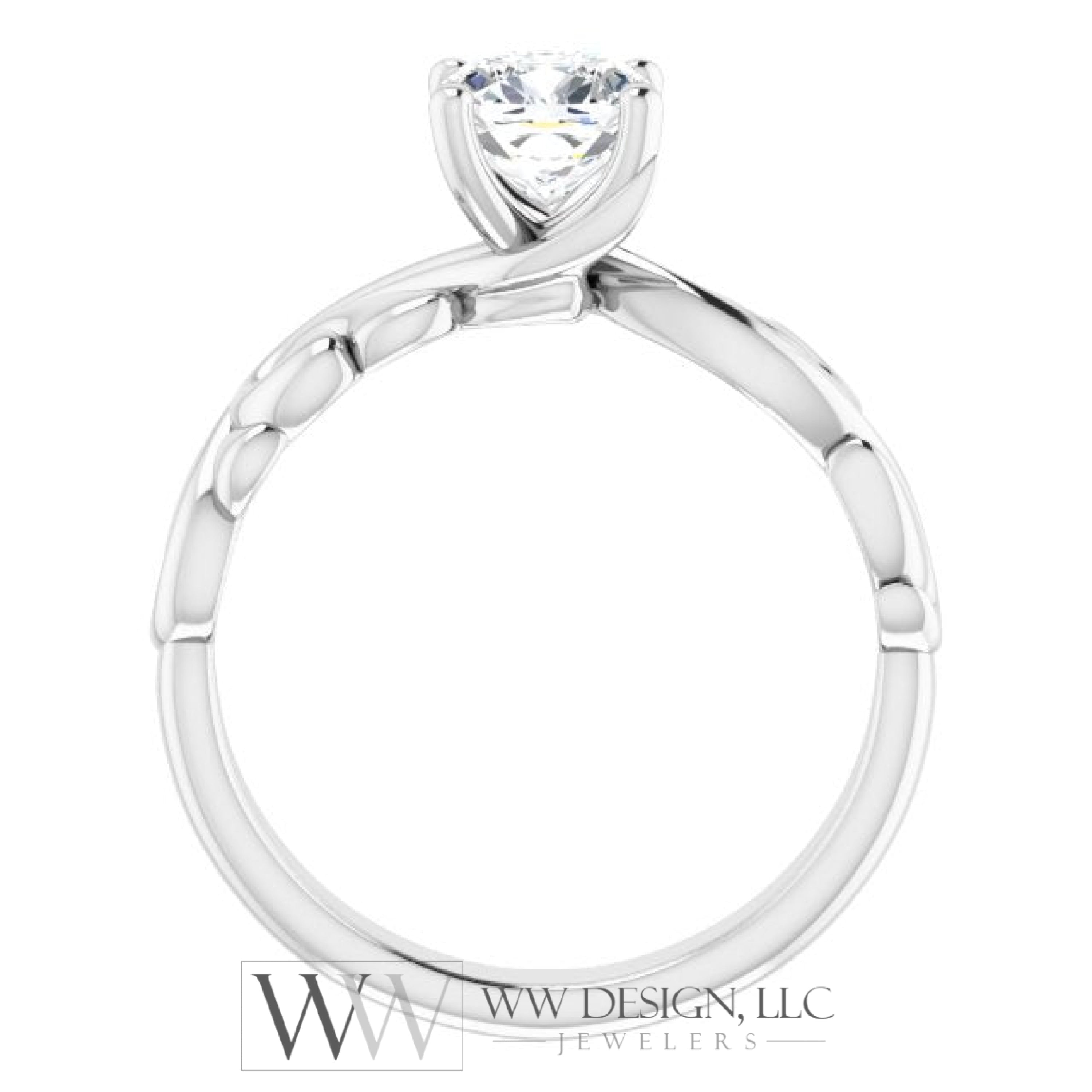 1Ct Swirl Engagement Ring - Platinum 18K 14K Or 10K (Y W R) Rings