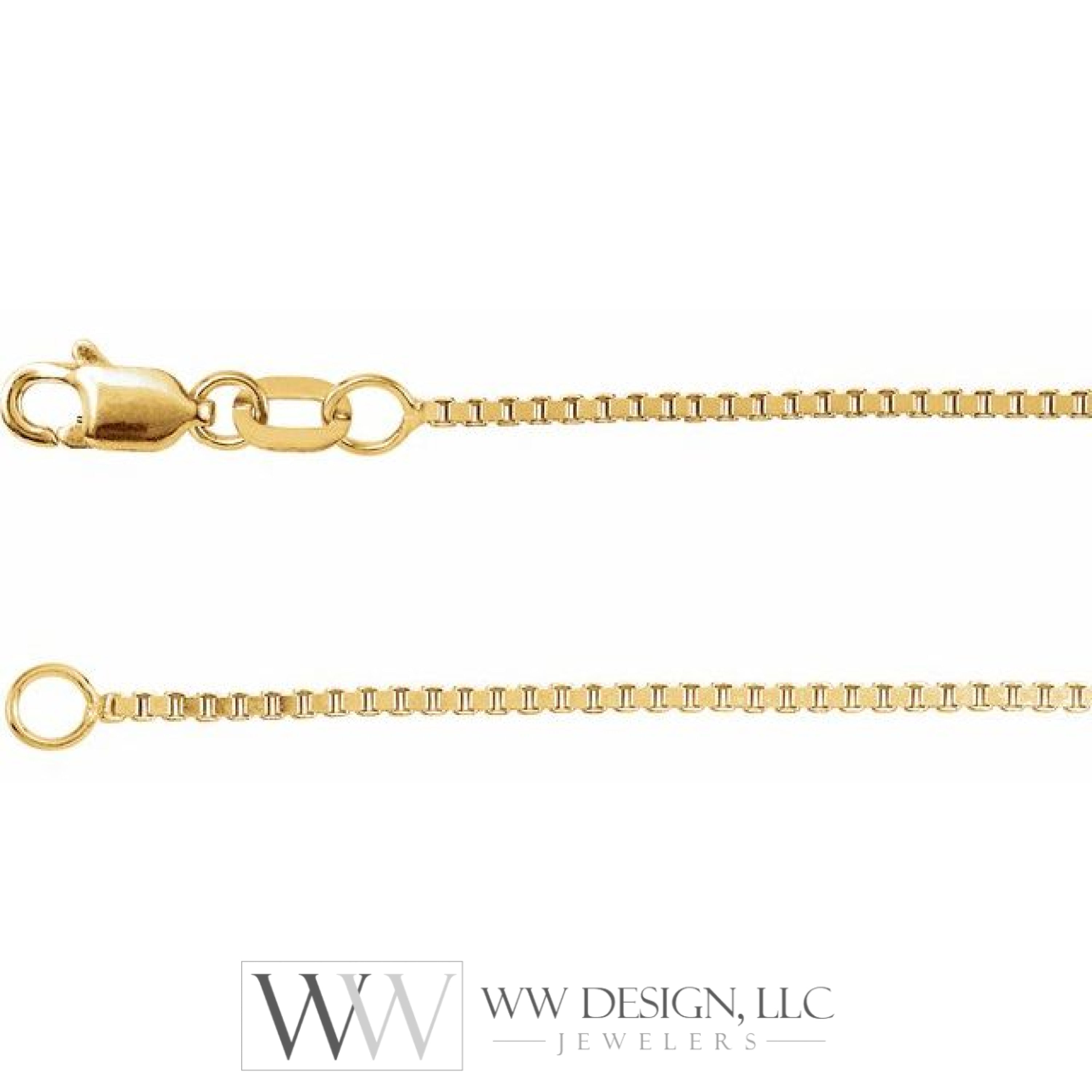 1mm Box Chain Bracelet or Necklace - 14k Gold (Y, W), or Sterling Silver