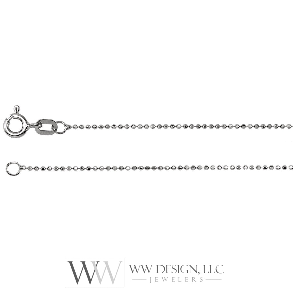 1mm Diamond-Cut Bead 7" Chain Bracelet - 14k Gold (Yellow or White)